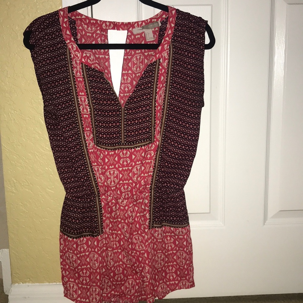 Forever 21 Red & Navy Tribal Print Romper - Picture 2 of 5